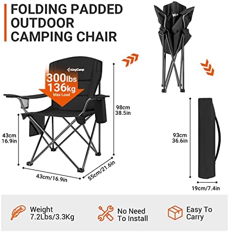 Ultra izdržljiva prevelika Udobna sklopiva vanjska prijenosna stolica za travnjake za odrasle s hladnjakom za kampiranje,