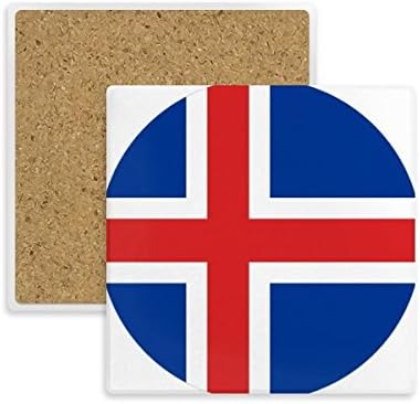 Island National Flag Europe Europe Country uzorak Square Coaster Cup držač šalice za upijajući kamen za piće 2pcs poklon