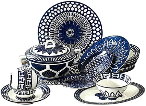DNATS Kineska kost Kina Blue Bowl Western Pasul Set kombinacija kućanstva Kombinacija vrhunskog seta zdjelice za jelo