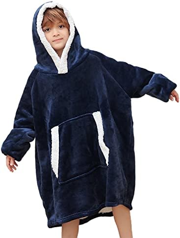 Xynhml Preveliki nosač pokrivač flanel sherpa fleece Giant Hoodie pokrivač ubod pokrivač kapuljača dukserica deka s džepom