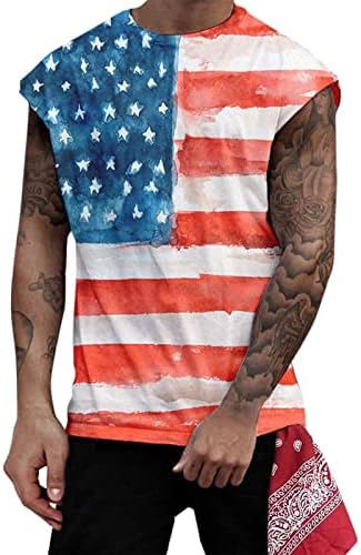 BMISEGM Ljetne majice za muškarce Dan neovisnosti Dan 3D tiskani muški džemper Tank Top Casual Sports Mun majice grafički