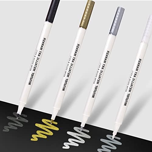 Mifuner Fine Line 4 Color Metalni markeri Metalni markirani olovke za crni papir Art Skine Slikanje Uskršnje jaje Halloween