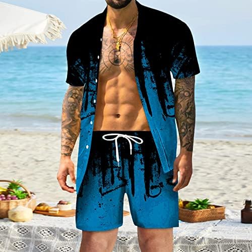 Xiloccer muški havajski setovi cvjetni otisnuti gumb dolje majice kratkih rukava i kratke hlače Set Summer Beach Men 2 komada
