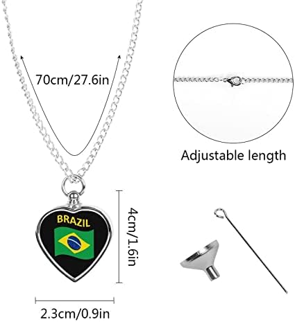 Zastava Brazila ogrlica s urnom za kućne ljubimce personalizirani držač pepela privjesak za srce spomen nakit prilagođeni