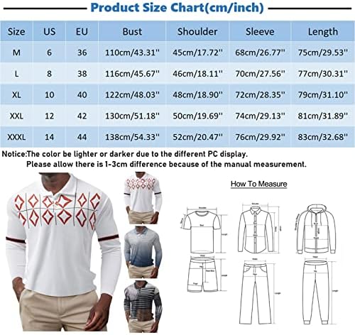 XXBR Polo majice za muške, digitalni boho s dugim rukavima gumb za prednjim plakovima skretanje ovratnika ležerne košulje
