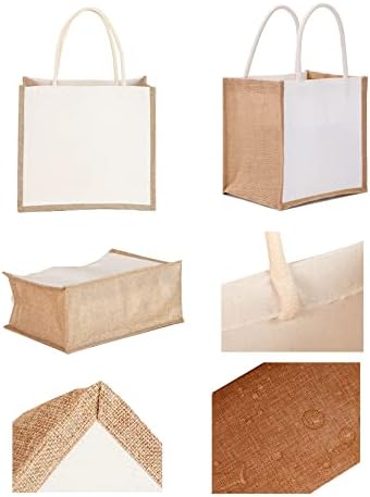Yolendar Small Burlap Tote Bag Jute Tote torba torba za višekratnu upotrebu platna namirnice Laminirano bijelo platno za