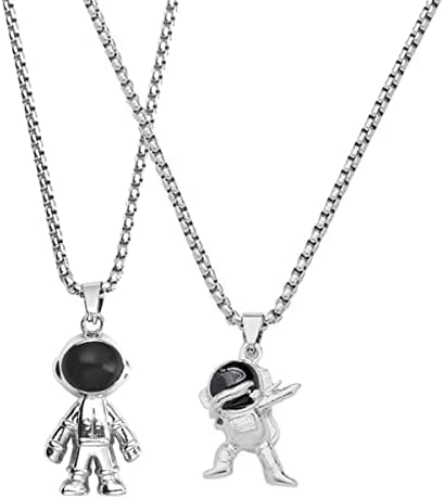 2 komada ogrlica od hip-hop privjesaka u obliku astronauta lanac prijateljstva od nehrđajućeg čelika ogrlica od 2 modna slatka