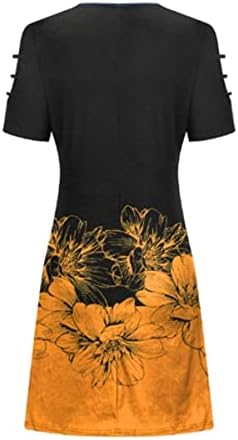 Haljina kratkih rukava za žene midi duljine s okruglim vratom s ramena Ležerne modne haljine s cvjetnim printom