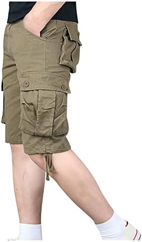 YMOSRH muške kratke hlače povremene srednjeg struka ošišane hlače s više džepova na otvorenom hlačama za ravne noge kratke