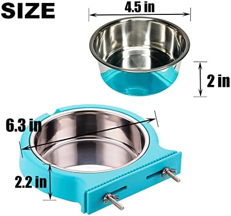 Catson 2 Pack sanduk zdjela za pse odvojiva zdjela za vodu i hranu od nehrđajućeg čelika viseći kavez za kućne ljubimce kokošinjac