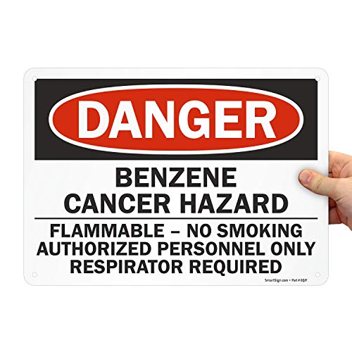 SmartSign Opasnost - benzen, opasnost od raka, bez pušenja naljepnica | 10 x 14 laminirani vinil