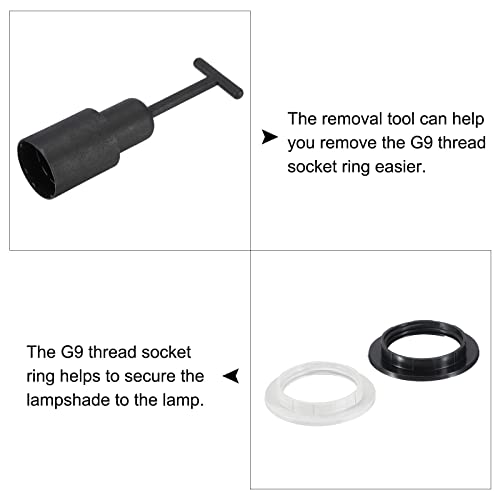 Meccanixity E14 Light Socket prstenovi Metalna svjetiljka držač sjenila zamjena prstena s alatom za uklanjanje crno bijela