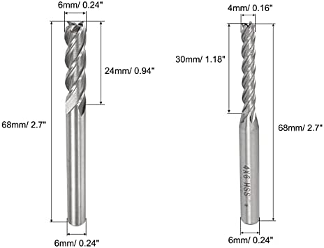 UXCell 4 flaute krajnji rezač mlina 4 mmx6 mm, 6x6 mm 4pcs