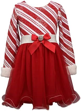 Bonnie Jean Girl's Božićna haljina - Candy Cane prugasta haljina od Djeda Mraza za dijete mališana i velike djevojke