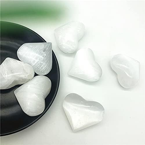 SHOASOU2231 1PC Polirani bijeli selenitni obložen kristalno rezbarenje srca kamenje i minerali zacjeljivanje kamenja
