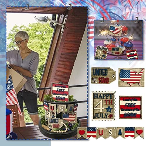 11 PCS 4. srpnja Patriotska slojeva Dekor Dekor neovisnosti Dan složenih dekora ladice s američkom kartom, Country Letters
