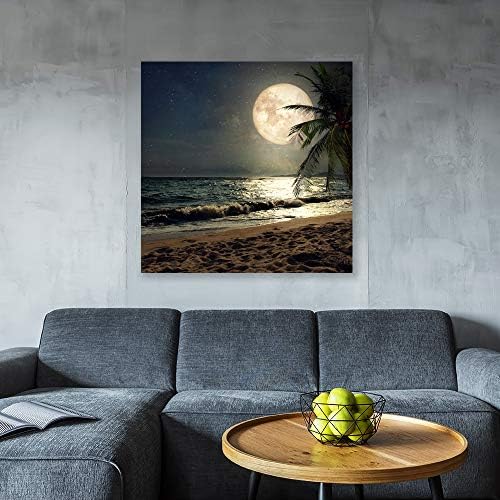 2 - zidna umjetnost na platnu - mjesec koji osvjetljava plavi ocean-otisci na platnu za uređenje doma za dnevnu sobu, spavaću