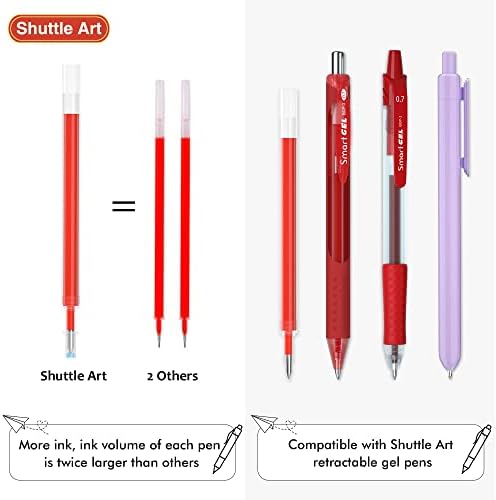 Shuttle Art Art Reprictible Gel Olovka za punjenje, 30 pakiranja crvenih roleta gel olovke s tintom za punjenje, skupni set,