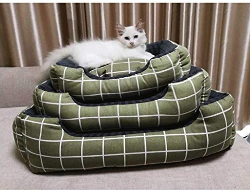 Mmawn Green Grid Ortopedski krevet za pse, dodatni udoban jastuk naplatka s pamukom i dno bez klizanja