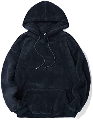 Pegeno muški fuzzy sherpa hoodie pulover puloverske dukseve labave ugodne džepne zimske kapuljače nadmašuju