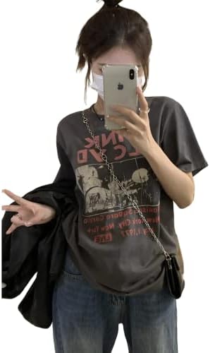 Gotička abeceda Print majica s kratkim rukavima Sažetak rock moda labava ulica Trend osobnost cool harajuku