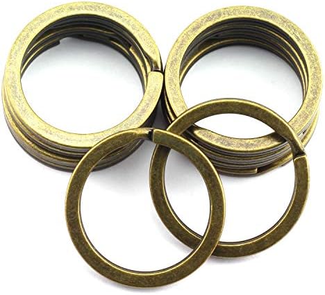 Lind Kuhinja 10pcs Brončani ravni privjesak za ključeve pribor za ključeve metalni ključ Odvojivi prsten promjera 25 mm