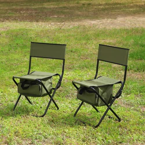 NZPOST Dvodijelni savijanje vanjskih stolica s torbama za odlaganje, prijenosna stolica za kampiranje za kampiranje na otvorenom,