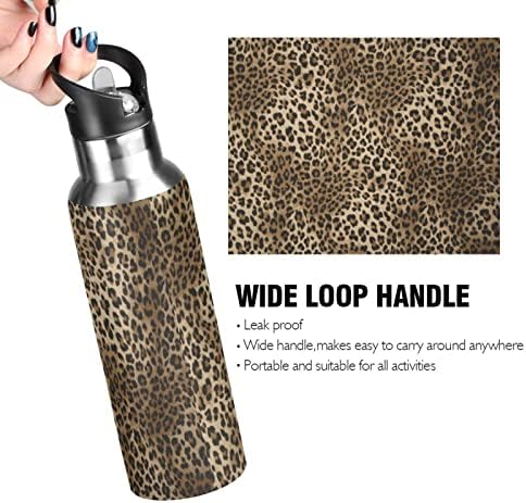 Kcldeci leopard print sportska boca s vodom od 20 oz, odlazni poklopac za propuštanje vakuuma izolirane boce od nehrđajućeg