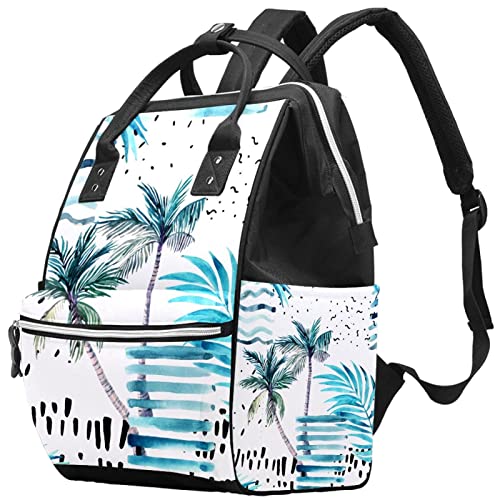 Plavi akvarel kokosovog stabla plaža plaža pelena torbe torbe mumija ruksak veliki kapacitet pelena vrećica za njegu putničke