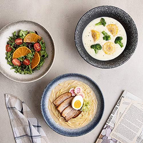 Alex Kato Keramički japanski ramen zdjelice set od 2-60 unci velikih zdjela za juhu od rezanci, s štapićima i žlicom za azijske