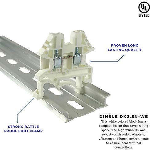Клеммная jastučić DIN-reiki Dinkle White DK2.5N-WE vijčanog tipa UL 600V 20A 12-22AWG, pakiranje od 100