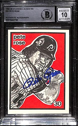 30 Pete Rose - 1984. O'Connell i Sons Ink Baseball kartice Ocjenjivali BGS Auto 10 - Kartice s autogramima od bejzbolske