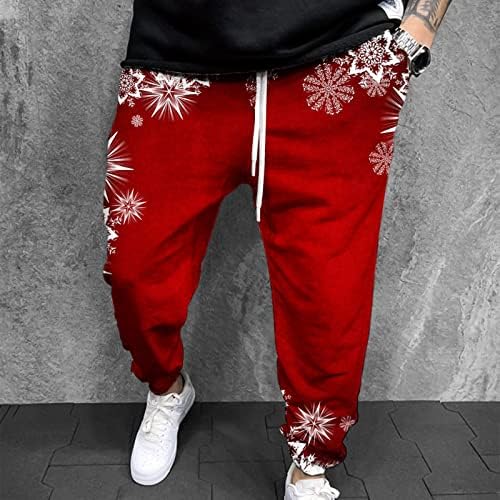 Ozmmyan Sweatpants za muškarce povremene modne trenirke Božić 3d tiskane elastične hlače redovne fit blagdanske duge hlače