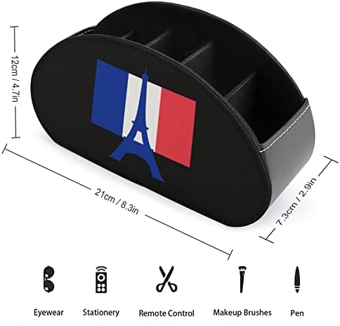 Eiffel Tower Francuska zastava Moderni držač za daljinsko upravljanje s 5 odjeljaka PU kožna muti-funkcionalna organizacija