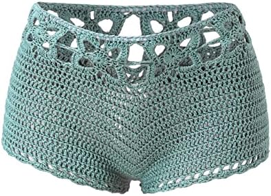 Kratke kratke hlače za žene povremeni pleteni crochet udobnost elastični struk Čvrsta boja šuplja ljetne salone hlače hlače