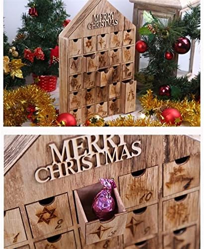 Drveni Božićni adventski kalendar Odbrojavanje do Božića blagdanski ukras za kućni stol ureda trgovine ulazna vrata 24 kutije
