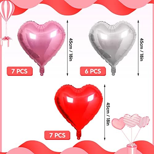 20pcs 18 crveno ružičasto srebrno srce baloni srčana folija baloni mylar u obliku srca baloni metalni aluminijski baloni