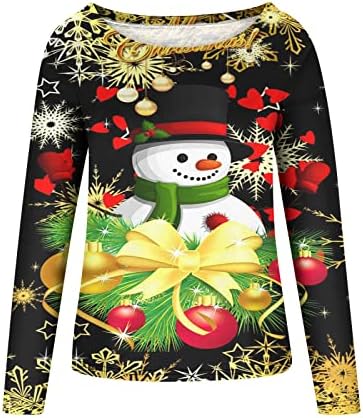 Ženski božićni vrhovi Slatka tiskana majica pulover dugih rukava ležerna čašica za vrat labave udobne vrhove bluze