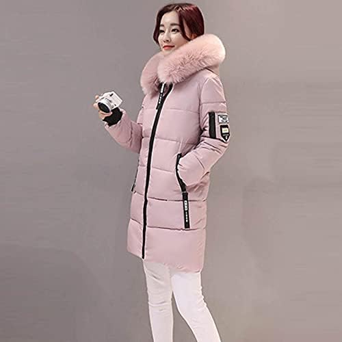 RMXEI Ženski zimski kaputi Ženski modni ovratnik Big kosa vitki dugački kaput od pamučne jakne u koljenu