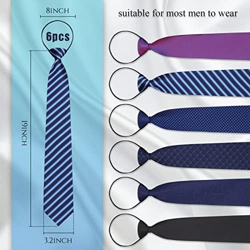 6-dijelna satenska muška kravata s patentnim zatvaračem, vezana podesiva kravata, klasična kravata, Mršava kravata za muškarce,