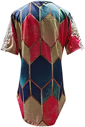 Duksevi za žene s okruglim vratom s printom ljetni modni casual vrhovi kratkih rukava lagani Vintage labavi kroj