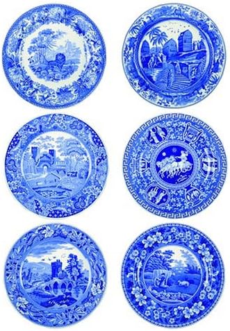 Ploče tradicije plave sobe | Set od 6 | 10,5-inčna tanjur za večeru i salatu | Plava ploča za posluživanje | Fini zemljani