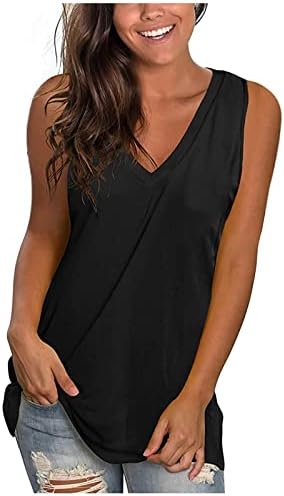 Ženska ljetna tunika, vrhovi tajica, Majica Bez rukava s izrezom u obliku slova n, jednobojna široka majica 2023, ljetne