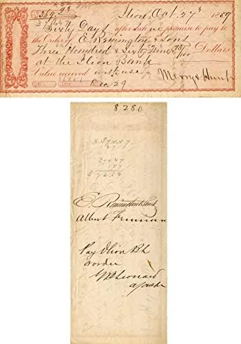 Ček koji je potpisao E. Remington Jr. - ček s autogramom