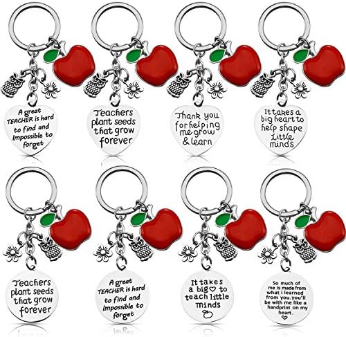 8pcs set privjesaka za ključeve sa srcem zahvalnosti učitelja Božićni darovi za učitelje za žene