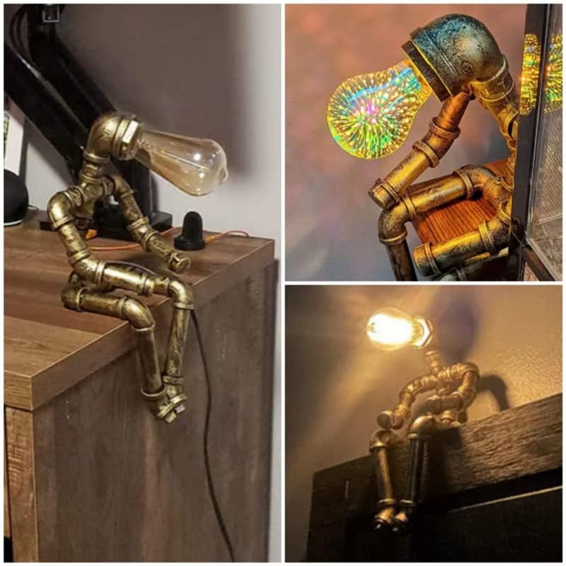 Duper Steampunk stolna svjetiljka, Retro Industrijska brončana cijevna robotska stolna svjetiljka s 2 Edison žarulje, kreativni