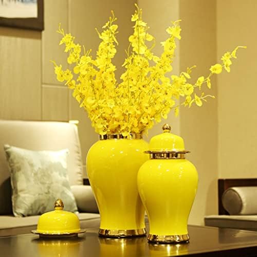 Fotoev žuta posuda za đumbir sa zlatnom oblogom, dekor vaze od đumbira za središnje ukrase za stol, dekor dnevne sobe, dekor