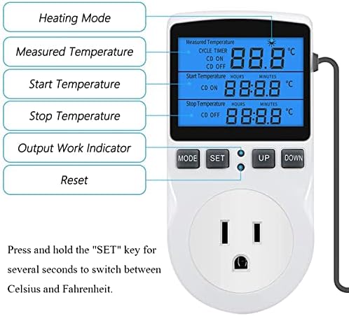 Xiehuza s pozadinskim osvjetljenjem digitalnog regulatora temperature, LCD zaslon za grijanje hlađenja utičnice termostata