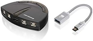 Prekidač USB 2.0 sa 4 priključka IOGEAR - Automatsko prebacivanje pisača - Komplet adaptera, USB-A na USB-C - Ručno ili automatsko