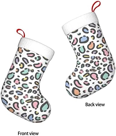 Augesterno božićne čarape Pastel Rainbow Leopard dvostrani kamin viseće čarape
